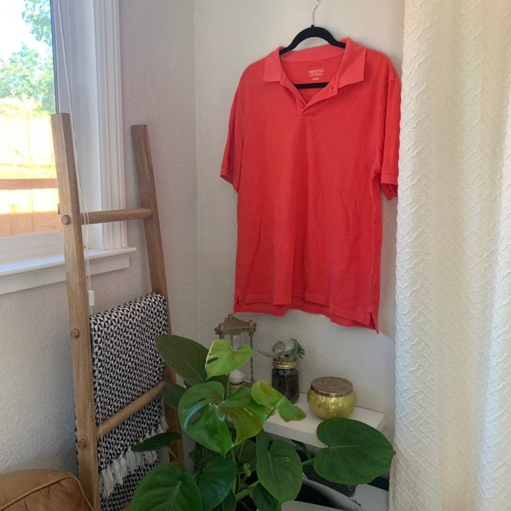 5/$20 💥 Mens L merona coral dark peach polo - Picture 1 of 4